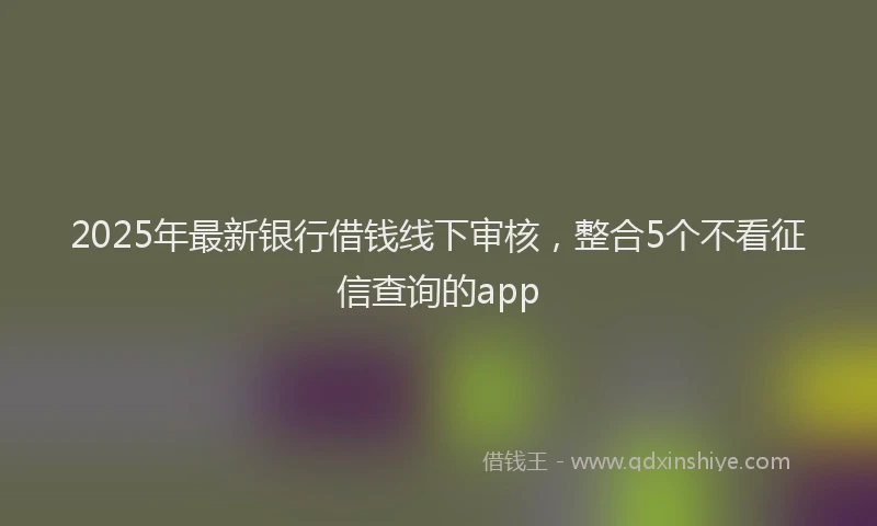 2025年最新银行借钱线下审核，整合5个不看征信查询的app