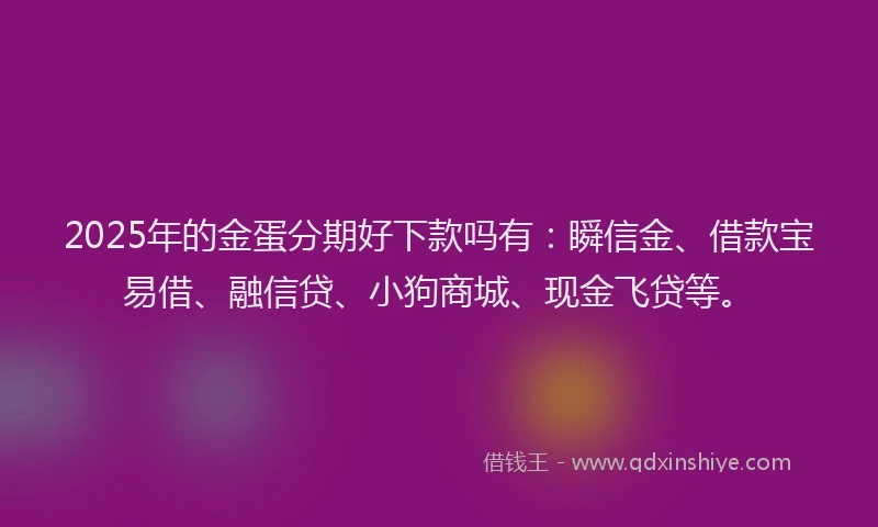 2025年的金蛋分期好下款吗有：瞬信金、借款宝易借、融信贷、小狗商城、现金飞贷等。