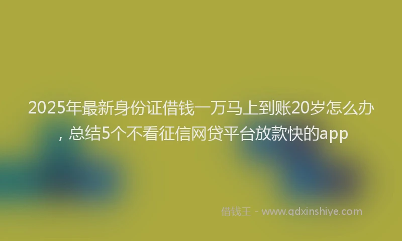 2025年最新身份证借钱一万马上到账20岁怎么办，总结5个不看征信网贷平台放款快的app