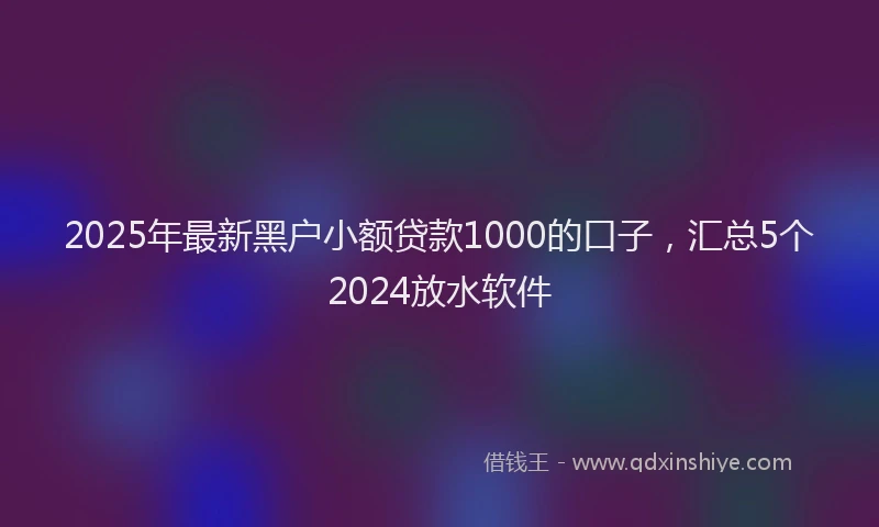 2025年最新黑户小额贷款1000的口子，汇总5个2024放水软件