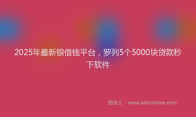 2025年最新银借钱平台，罗列5个5000块贷款秒下软件