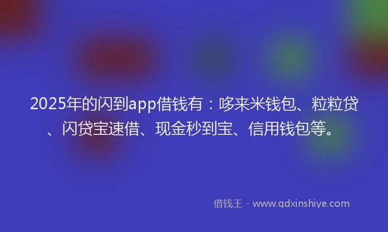 2025年的闪到app借钱有：哆来米钱包、粒粒贷、闪贷宝速借、现金秒到宝、信用钱包等。