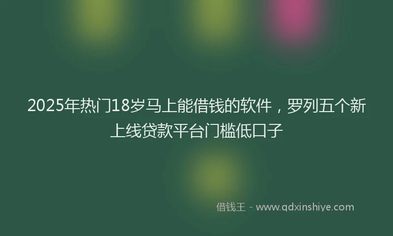 2025年热门18岁马上能借钱的软件，罗列五个新上线贷款平台门槛低口子