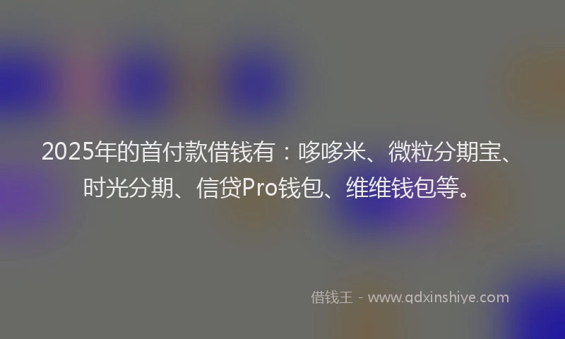 2025年的首付款借钱有：哆哆米、微粒分期宝、时光分期、信贷Pro钱包、维维钱包等。