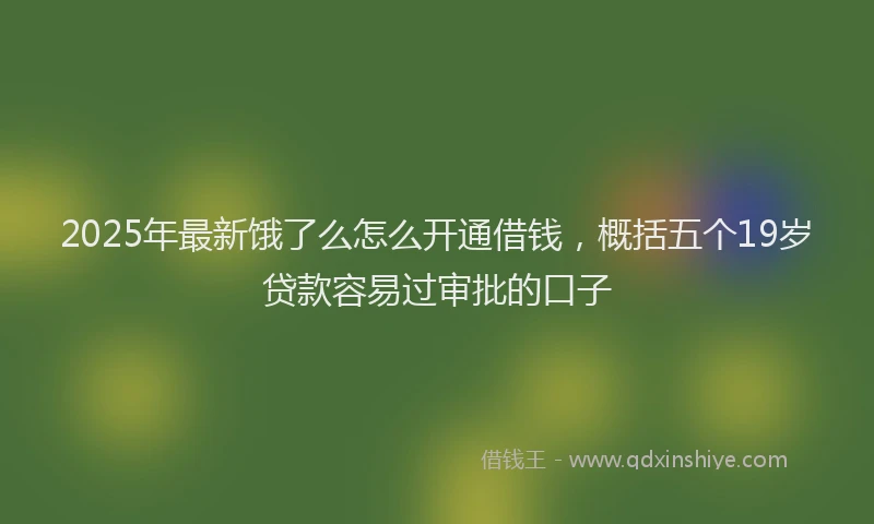 2025年最新饿了么怎么开通借钱，概括五个19岁贷款容易过审批的口子