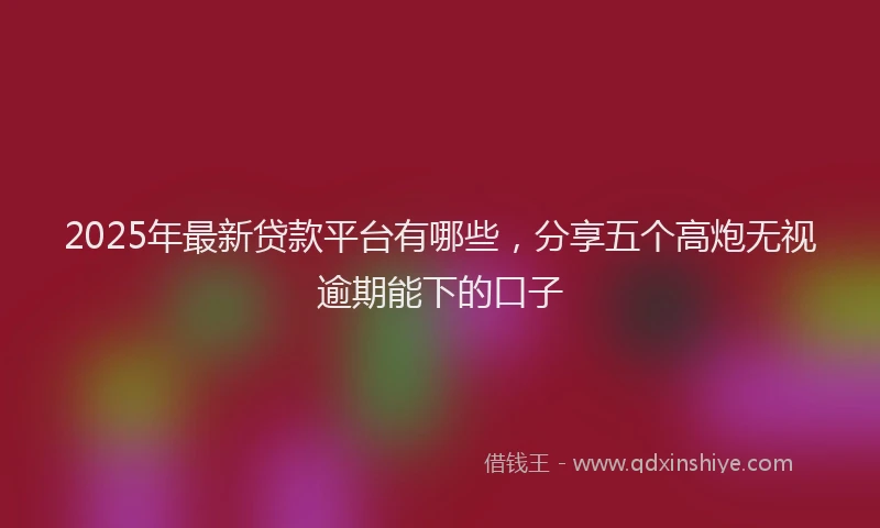 2025年最新贷款平台有哪些，分享五个高炮无视逾期能下的口子