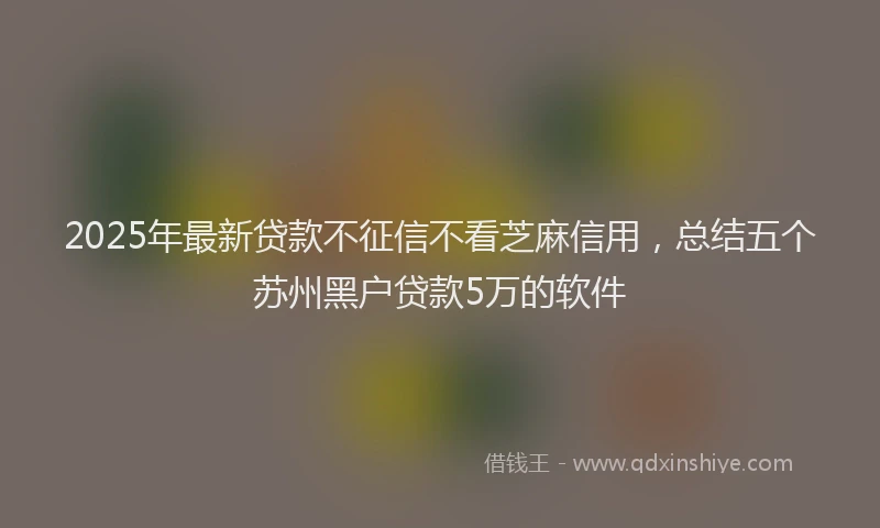 2025年最新贷款不征信不看芝麻信用，总结五个苏州黑户贷款5万的软件