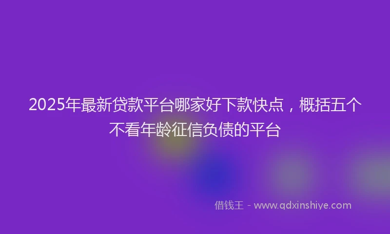 2025年最新贷款平台哪家好下款快点，概括五个不看年龄征信负债的平台