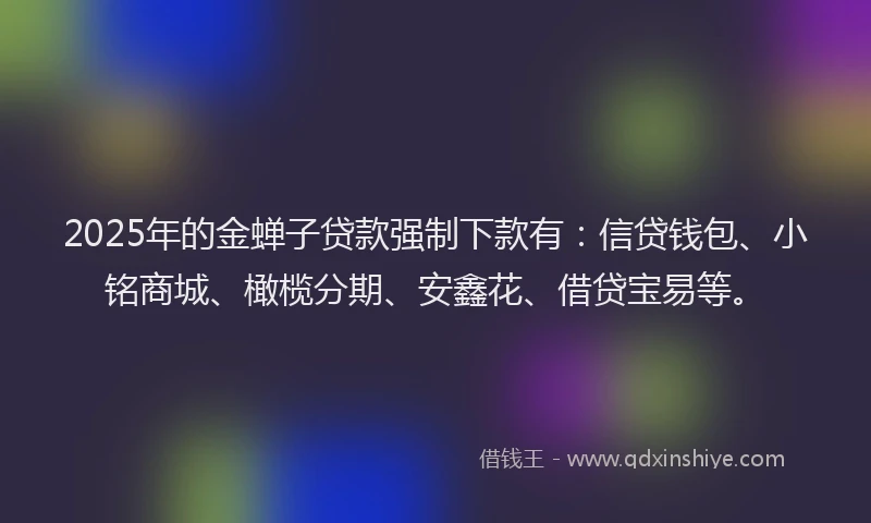 2025年的金蝉子贷款强制下款有：信贷钱包、小铭商城、橄榄分期、安鑫花、借贷宝易等。