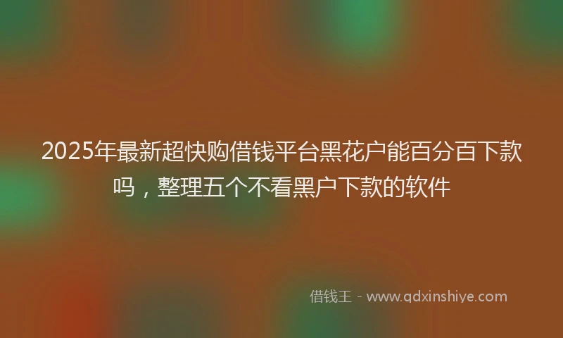 2025年最新超快购借钱平台黑花户能百分百下款吗，整理五个不看黑户下款的软件