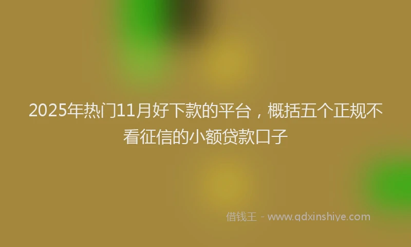 2025年热门11月好下款的平台，概括五个正规不看征信的小额贷款口子