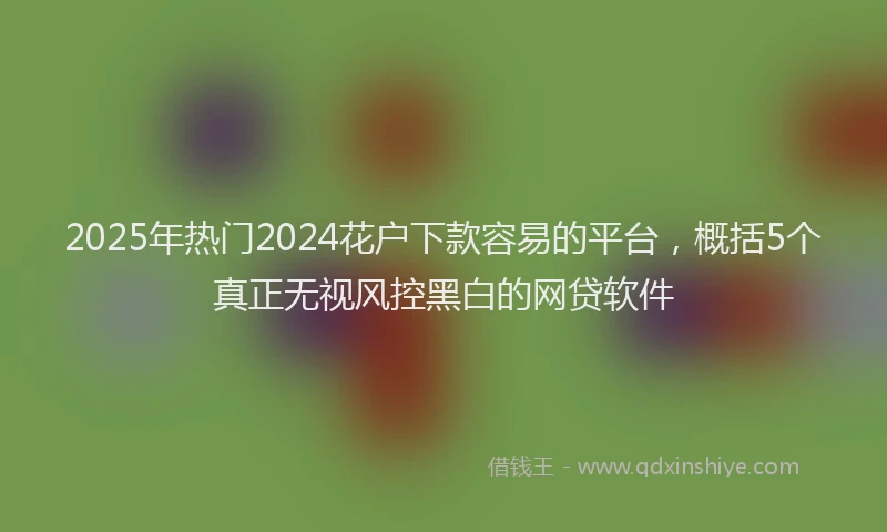 2025年热门2024花户下款容易的平台，概括5个真正无视风控黑白的网贷软件