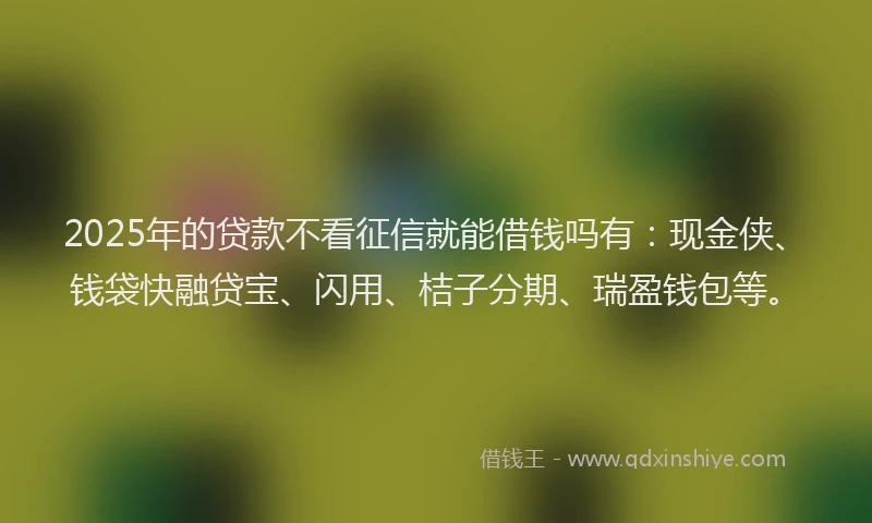 2025年的贷款不看征信就能借钱吗有：现金侠、钱袋快融贷宝、闪用、桔子分期、瑞盈钱包等。