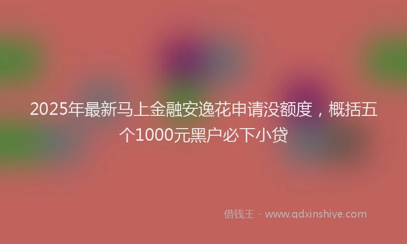2025年最新马上金融安逸花申请没额度，概括五个1000元黑户必下小贷
