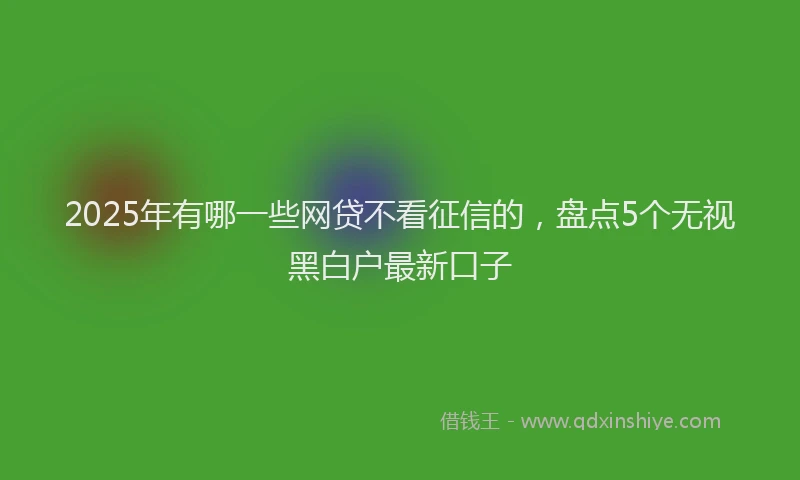 2025年有哪一些网贷不看征信的，盘点5个无视黑白户最新口子