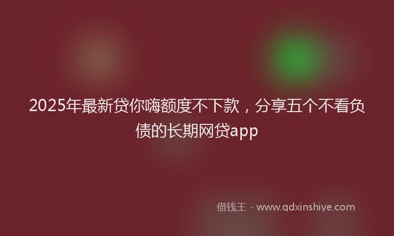 2025年最新贷你嗨额度不下款，分享五个不看负债的长期网贷app