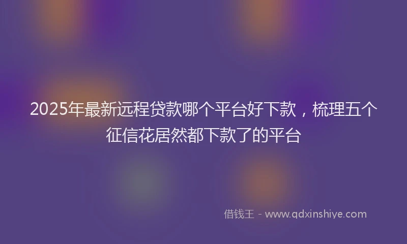 2025年最新远程贷款哪个平台好下款，梳理五个征信花居然都下款了的平台