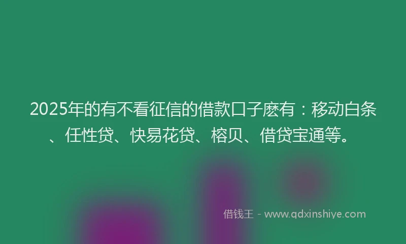2025年的有不看征信的借款口子麽有：移动白条、任性贷、快易花贷、榕贝、借贷宝通等。