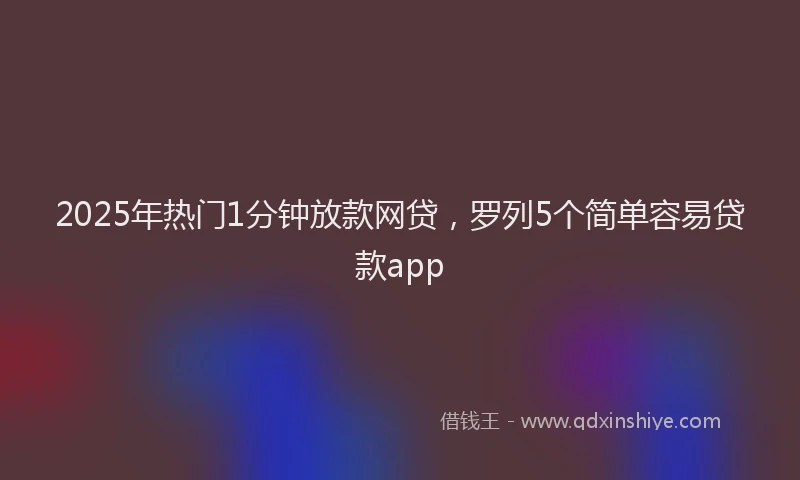 2025年热门1分钟放款网贷，罗列5个简单容易贷款app