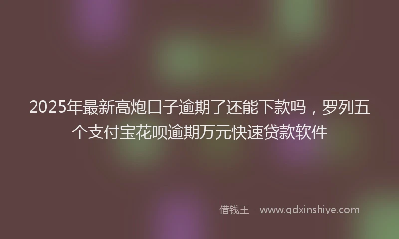 2025年最新高炮口子逾期了还能下款吗，罗列五个支付宝花呗逾期万元快速贷款软件