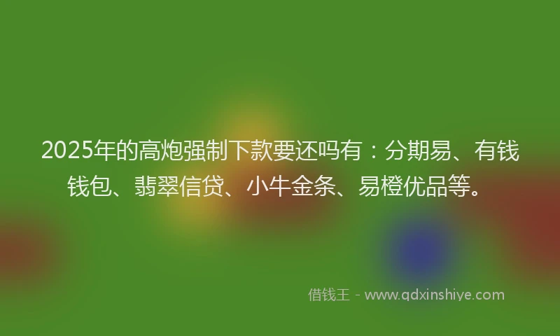2025年的高炮强制下款要还吗有：分期易、有钱钱包、翡翠信贷、小牛金条、易橙优品等。