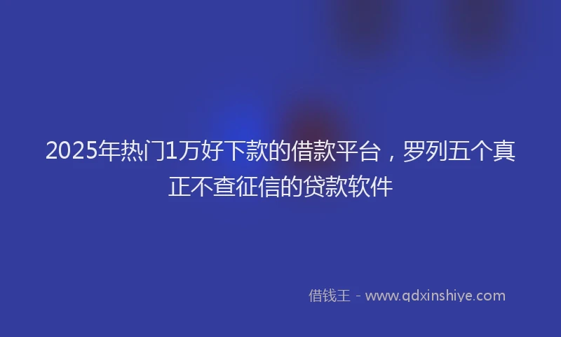 2025年热门1万好下款的借款平台，罗列五个真正不查征信的贷款软件