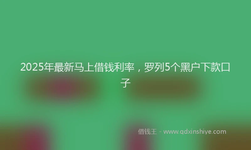 2025年最新马上借钱利率，罗列5个黑户下款口子