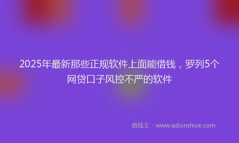 2025年最新那些正规软件上面能借钱，罗列5个网贷口子风控不严的软件