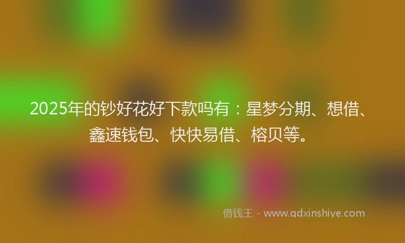 2025年的钞好花好下款吗有：星梦分期、想借、鑫速钱包、快快易借、榕贝等。
