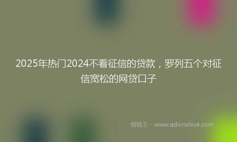 2025年热门2024不看征信的贷款，罗列五个对征信宽松的网贷口子