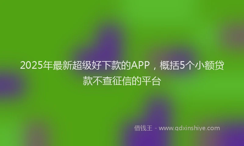 2025年最新超级好下款的APP，概括5个小额贷款不查征信的平台