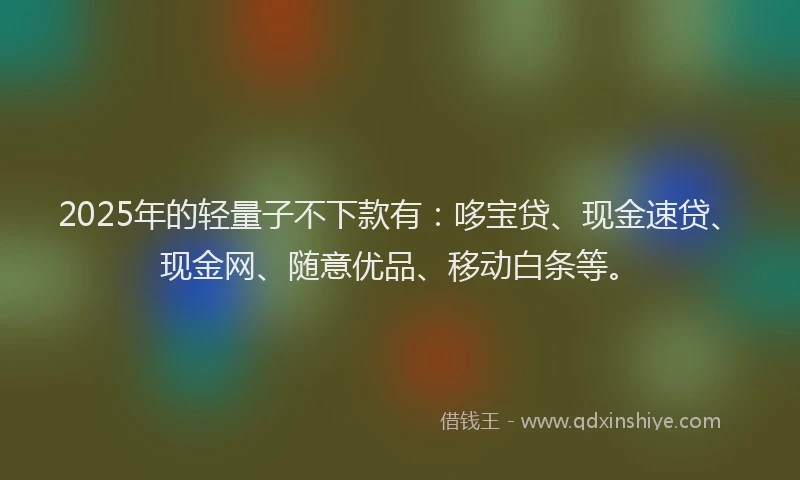 2025年的轻量子不下款有：哆宝贷、现金速贷、现金网、随意优品、移动白条等。