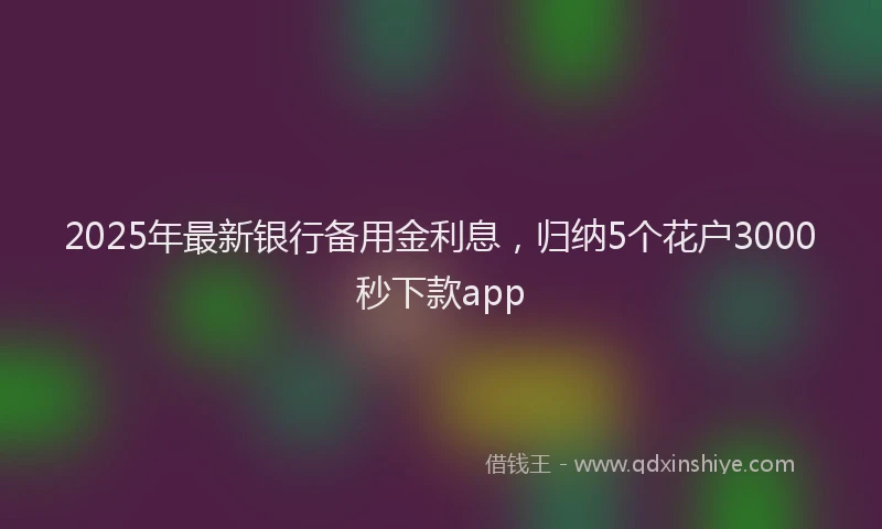 2025年最新银行备用金利息，归纳5个花户3000秒下款app