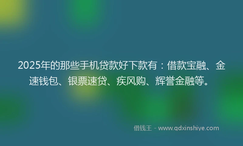 2025年的那些手机贷款好下款有：借款宝融、金速钱包、银票速贷、疾风购、辉誉金融等。