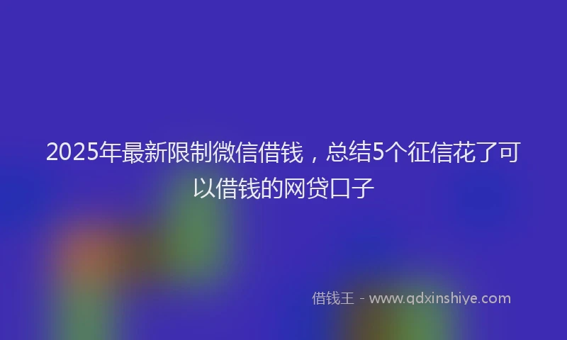 2025年最新限制微信借钱，总结5个征信花了可以借钱的网贷口子