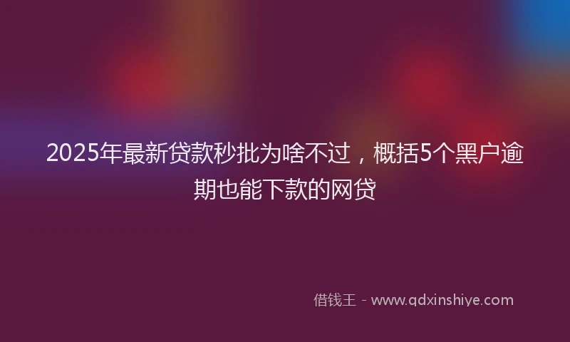 2025年最新贷款秒批为啥不过，概括5个黑户逾期也能下款的网贷
