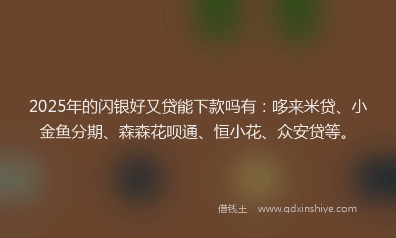 2025年的闪银好又贷能下款吗有：哆来米贷、小金鱼分期、森森花呗通、恒小花、众安贷等。