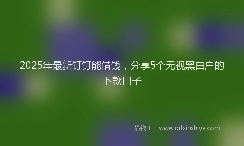 2025年最新钉钉能借钱，分享5个无视黑白户的下款口子