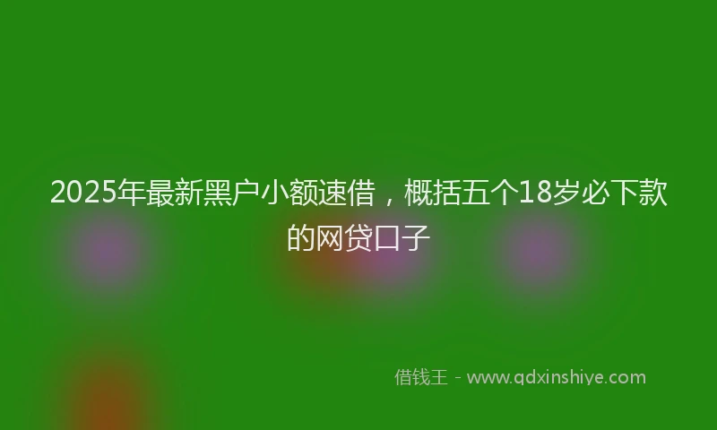2025年最新黑户小额速借，概括五个18岁必下款的网贷口子