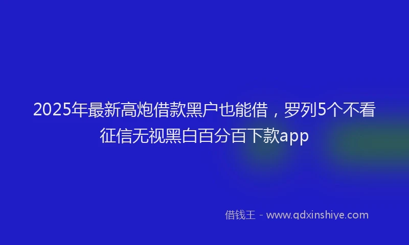 2025年最新高炮借款黑户也能借，罗列5个不看征信无视黑白百分百下款app