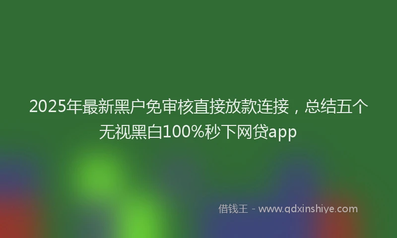 2025年最新黑户免审核直接放款连接，总结五个无视黑白100%秒下网贷app