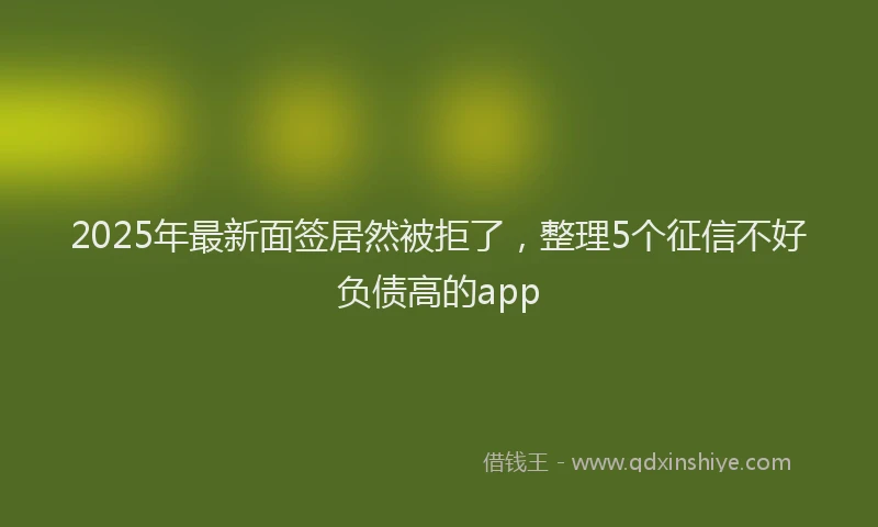 2025年最新面签居然被拒了，整理5个征信不好负债高的app