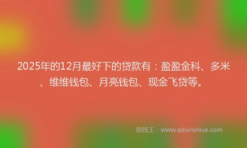 2025年的12月最好下的贷款有：盈盈金科、多米、维维钱包、月亮钱包、现金飞贷等。