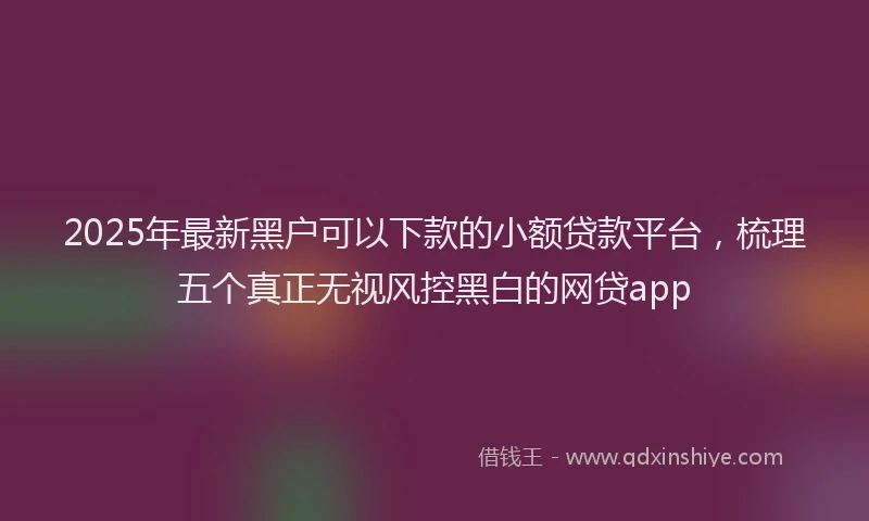 2025年最新黑户可以下款的小额贷款平台，梳理五个真正无视风控黑白的网贷app