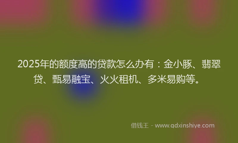 2025年的额度高的贷款怎么办有：金小豚、翡翠贷、甄易融宝、火火租机、多米易购等。