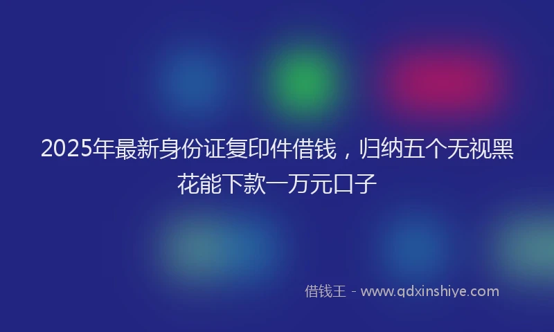 2025年最新身份证复印件借钱，归纳五个无视黑花能下款一万元口子