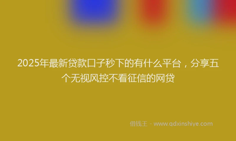 2025年最新贷款口子秒下的有什么平台，分享五个无视风控不看征信的网贷