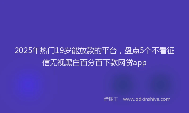 2025年热门19岁能放款的平台，盘点5个不看征信无视黑白百分百下款网贷app