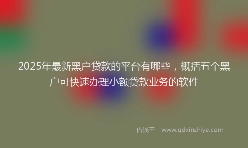 2025年最新黑户贷款的平台有哪些，概括五个黑户可快速办理小额贷款业务的软件