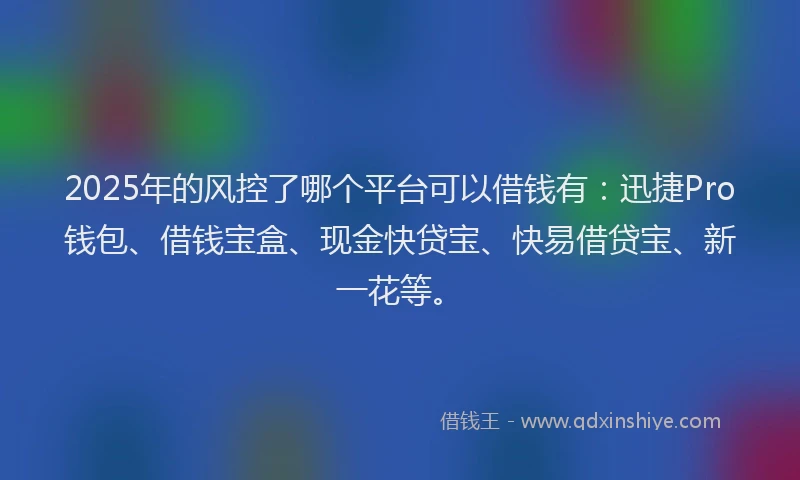 2025年的风控了哪个平台可以借钱有：迅捷Pro钱包、借钱宝盒、现金快贷宝、快易借贷宝、新一花等。
